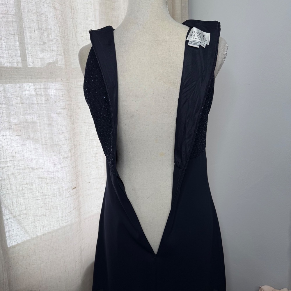 90s Y2K Vintage David Warren Glitter Dress Sparkles Navy Blue Women's Size 6 - Picture 10 of 11